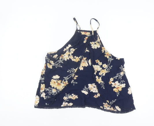 American Eagle Women's Blue Floral Camisole Tank Top S