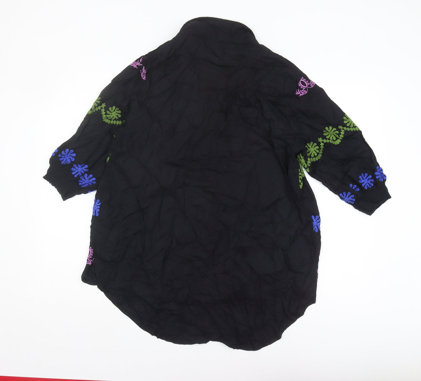 Khaadi Women's Black Embroidered Button-Up Shirt M