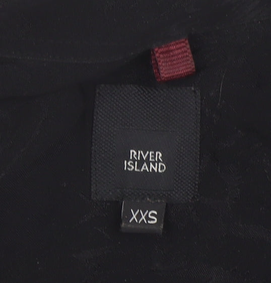 Brand and care label for River Island Black Tigers Button-Up Shirt, 2XS, Long Sleeve