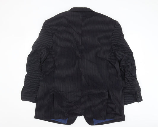 Marks and Spencer Men's Blue Striped Blazer - Size 48 M