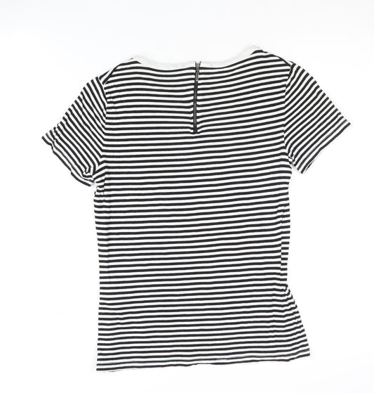Armani Exchange Women's Black Stripe T-Shirt, 2XS, Rayon
