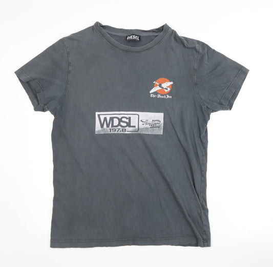 Diesel Men’s Grey Graphic Print T-Shirt, Size L