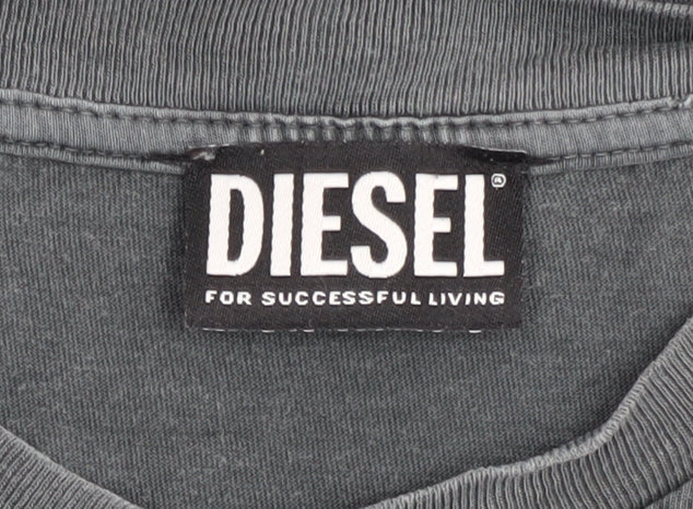 Diesel Men’s Grey Graphic Print T-Shirt, Size L