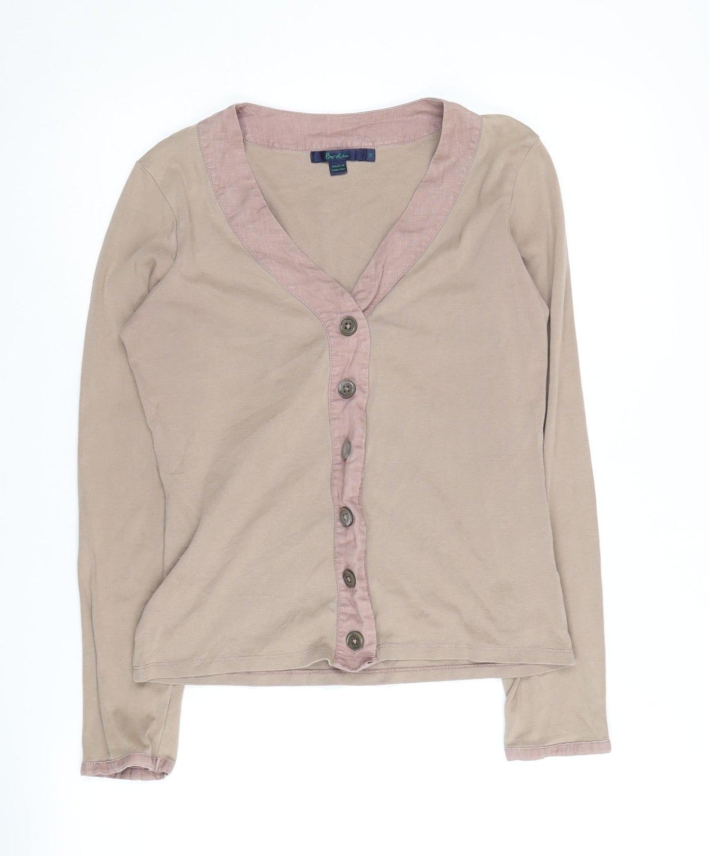 Boden Women's Beige Cardigan Size 8 V-Neck Cotton
