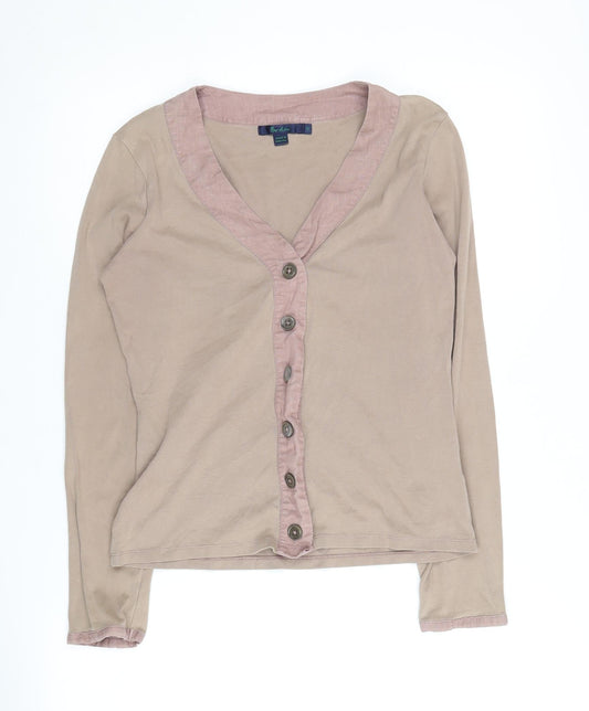 Boden Women's Beige Cardigan Size 8 V-Neck Cotton