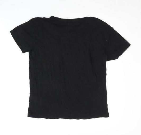 Superdry Women's Black Lace Accent T-Shirt Size 8
