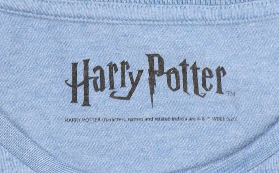 Brand and care label for Harry Potter girls’ blue graphic print long sleeve t-shirt 12 years