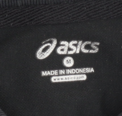 Womens UK Size M ASICS Black Cotton Blend Polo