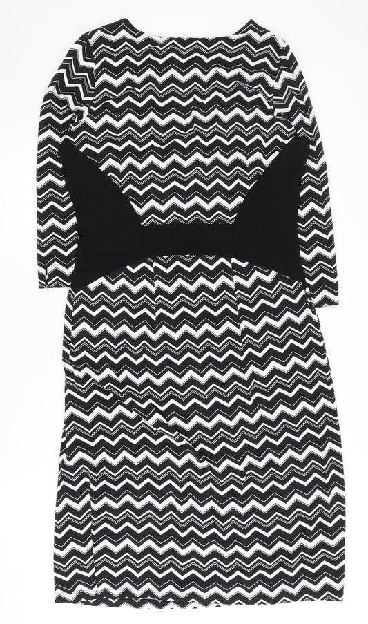 Hobbs Women's Black Chevron Dress Size 14