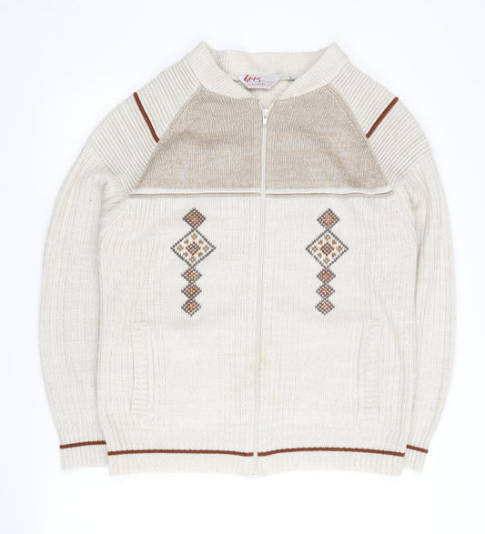 Dunn & Co Men's Ivory Geometric Knit Jacket M