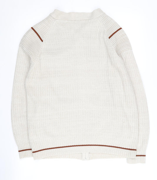 Dunn & Co Men's Ivory Geometric Knit Jacket M