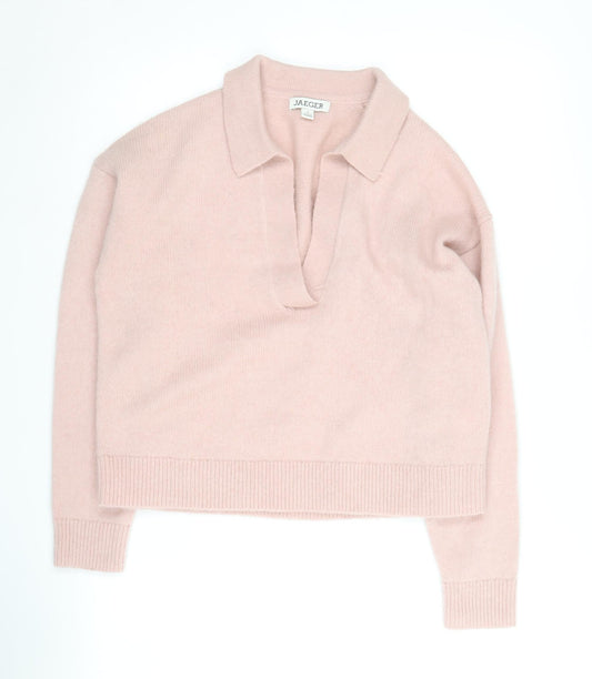 Jaeger Pink V-Neck Women's Jumper - Size S