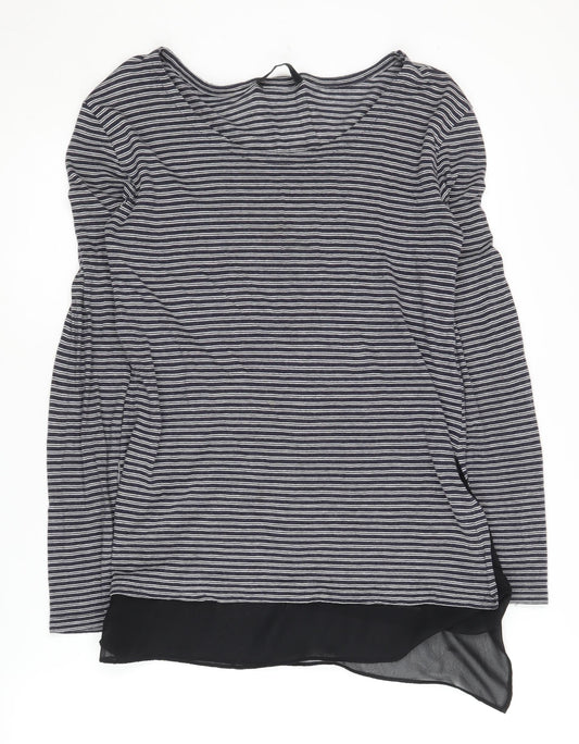 AllSaints Women's Grey Striped Pullover Jumper Size 8