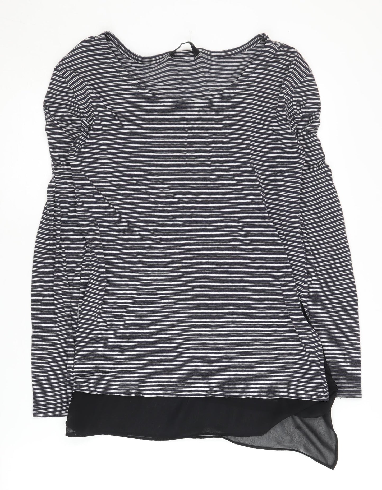AllSaints Women's Grey Striped Pullover Jumper Size 8