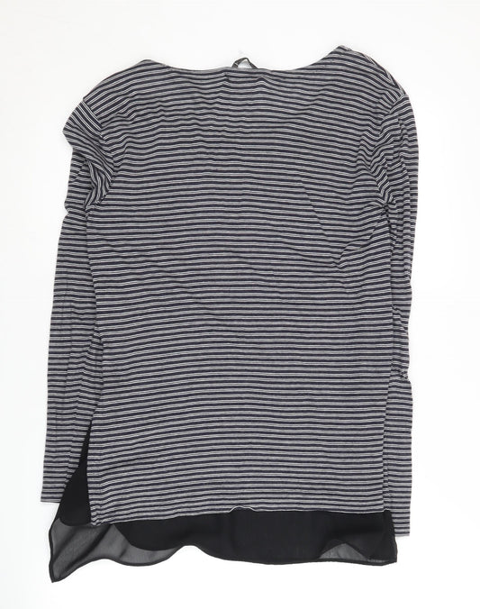 AllSaints Women's Grey Striped Pullover Jumper Size 8