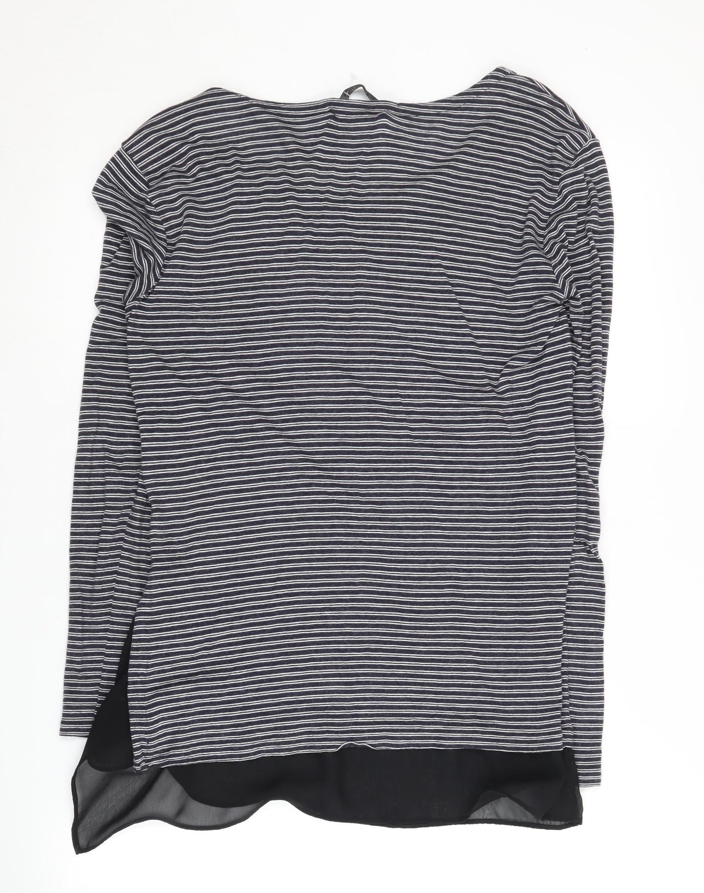 AllSaints Women's Grey Striped Pullover Jumper Size 8