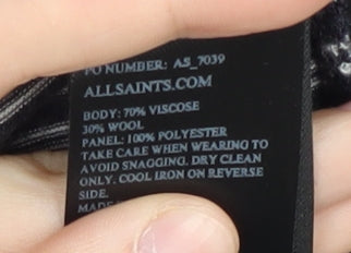 AllSaints Women's Grey Striped Pullover Jumper Size 8