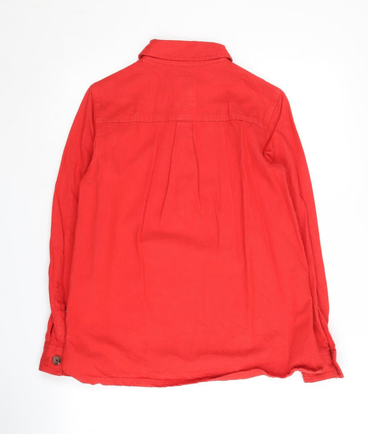 Womens UK Size 6 Joules Red Cotton Blend Button-Up