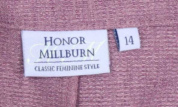 Brand and care label for Honor Millburn Women's Purple Trousers, size 14