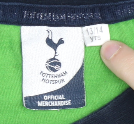 Brand and care label for Tottenham Hotspur boys’ green t-shirt 13-14 years