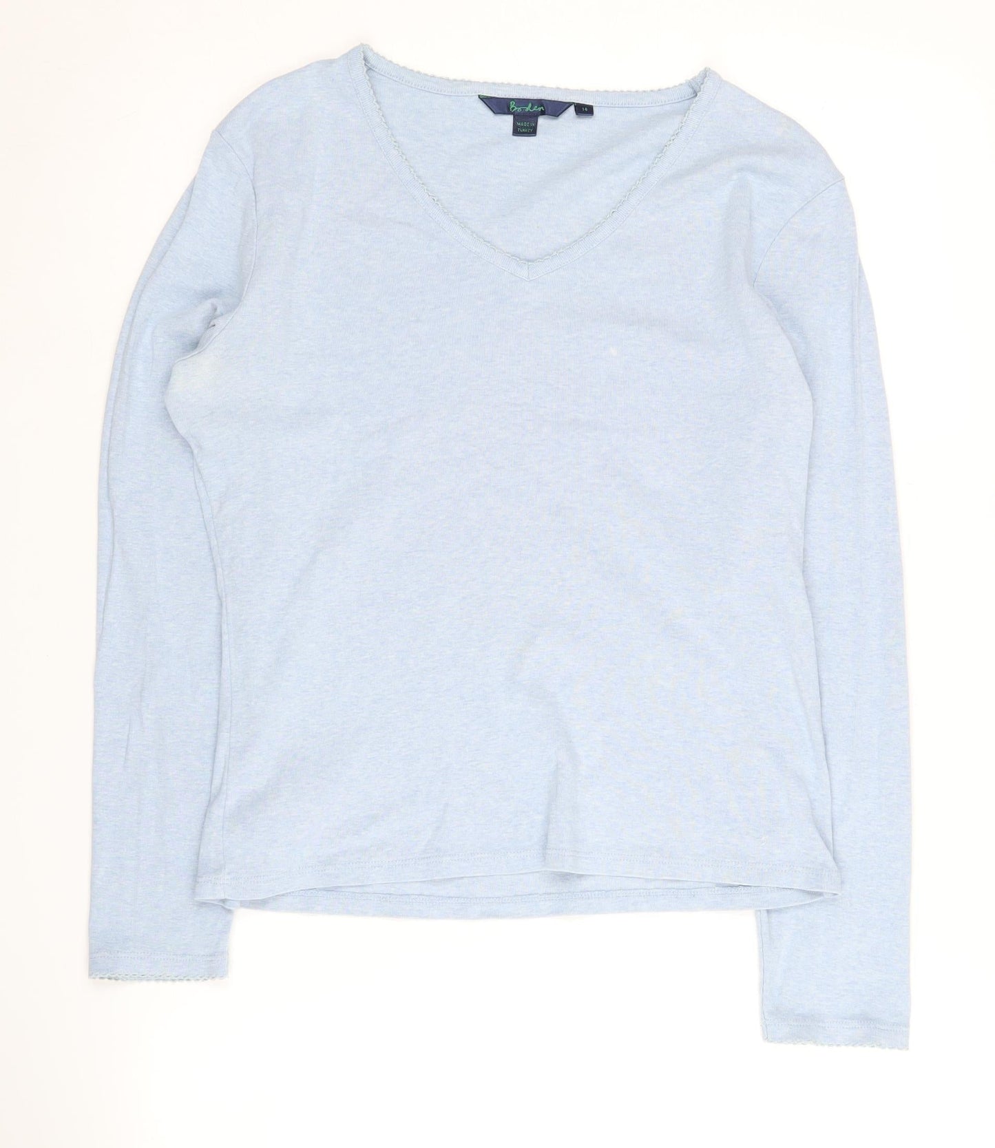 Boden Women's Blue V-Neck Long Sleeve T-Shirt Size 14