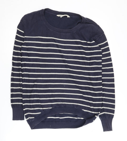 Fat Face Women's Blue Striped Pullover Jumper - Size 8