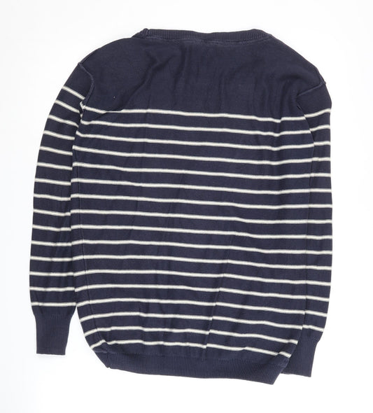 Fat Face Women's Blue Striped Pullover Jumper - Size 8