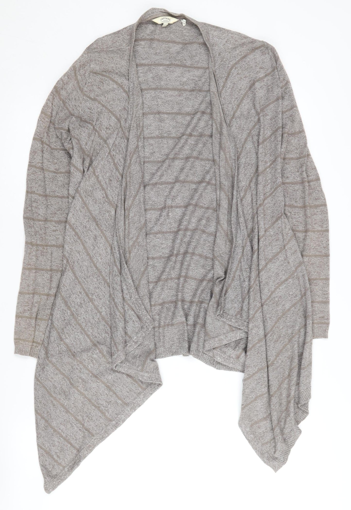 Fat Face Women's Grey Striped Open Front Cardigan Size 6