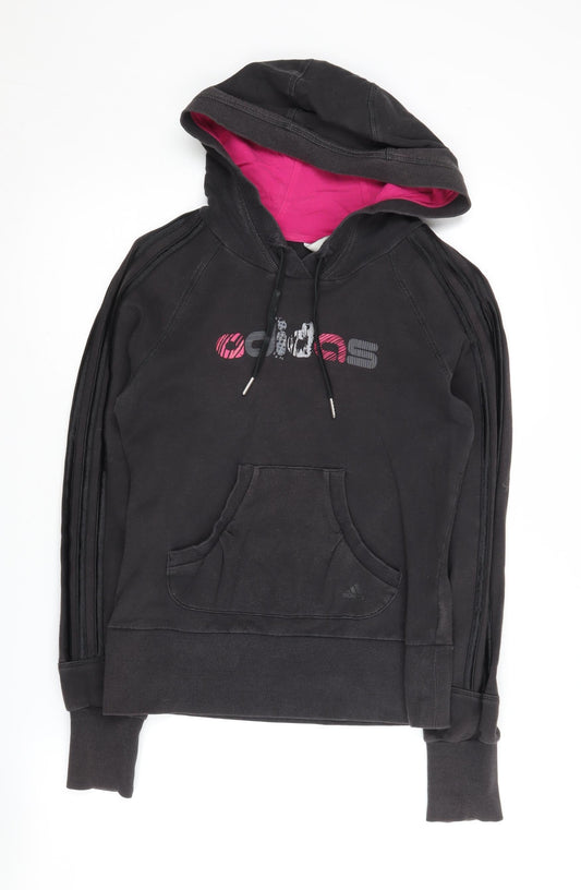 Womens UK 10 Regular adidas Black Pullover Hoodie