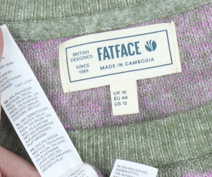 FatFace Women's Green Floral Pullover Jumper Size 16