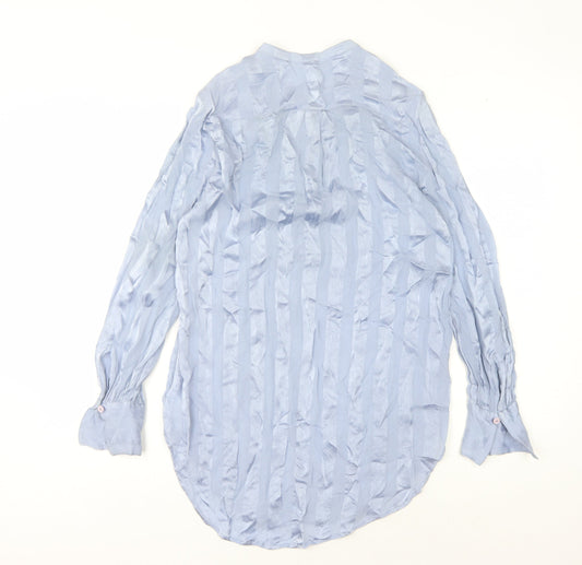 French Connection Women's Blue Embroidered Blouse Size 10