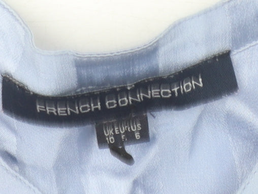 French Connection Women's Blue Embroidered Blouse Size 10