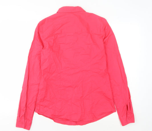 Womens UK Size 10 Long Tall Sally Red Cotton Button-Up