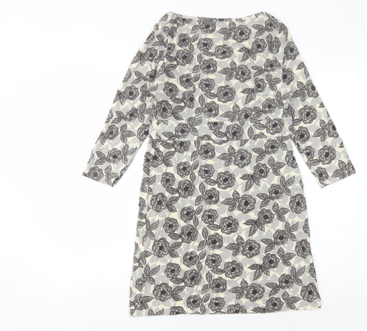Boden Women's Multicoloured Floral Dress, Size 6, 3/4 Sleeve