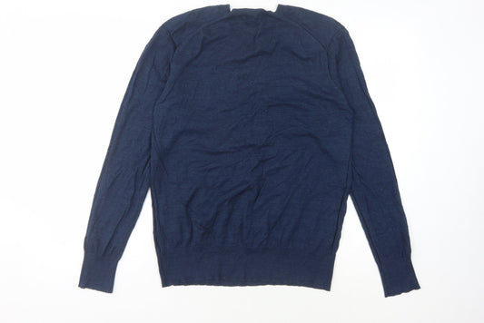 AllSaints Men's Blue V-Neck Pullover Jumper L