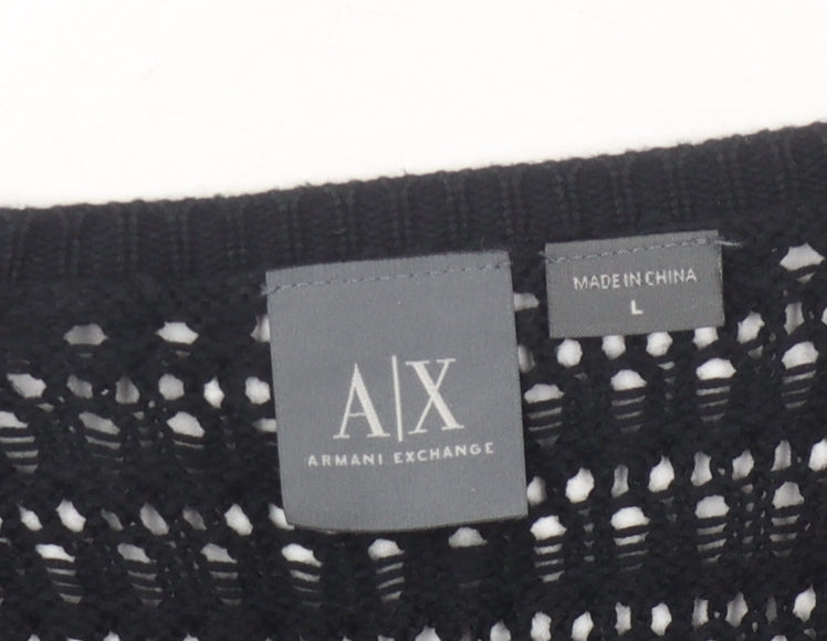 Armani Exchange Women's Black V-Neck Pullover Jumper L