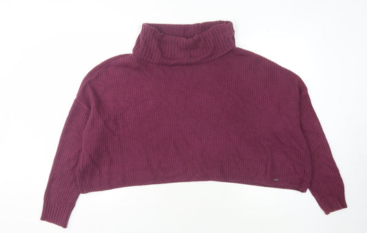 Hollister Women's Purple High Neck Jumper Size M