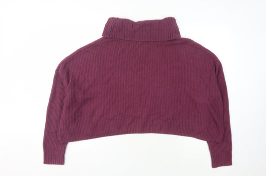 Hollister Women's Purple High Neck Jumper Size M