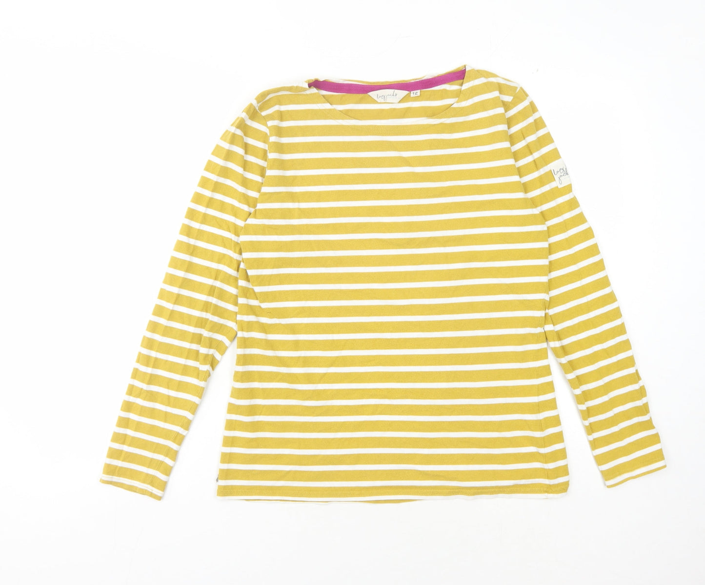 Lazy Jacks Women's Yellow Striped T-Shirt Size 12