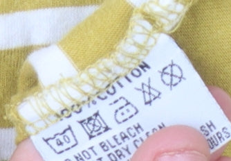 Lazy Jacks Women's Yellow Striped T-Shirt Size 12