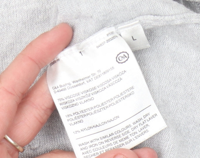 Close-up detail of C&A Women's Grey jumper, size L