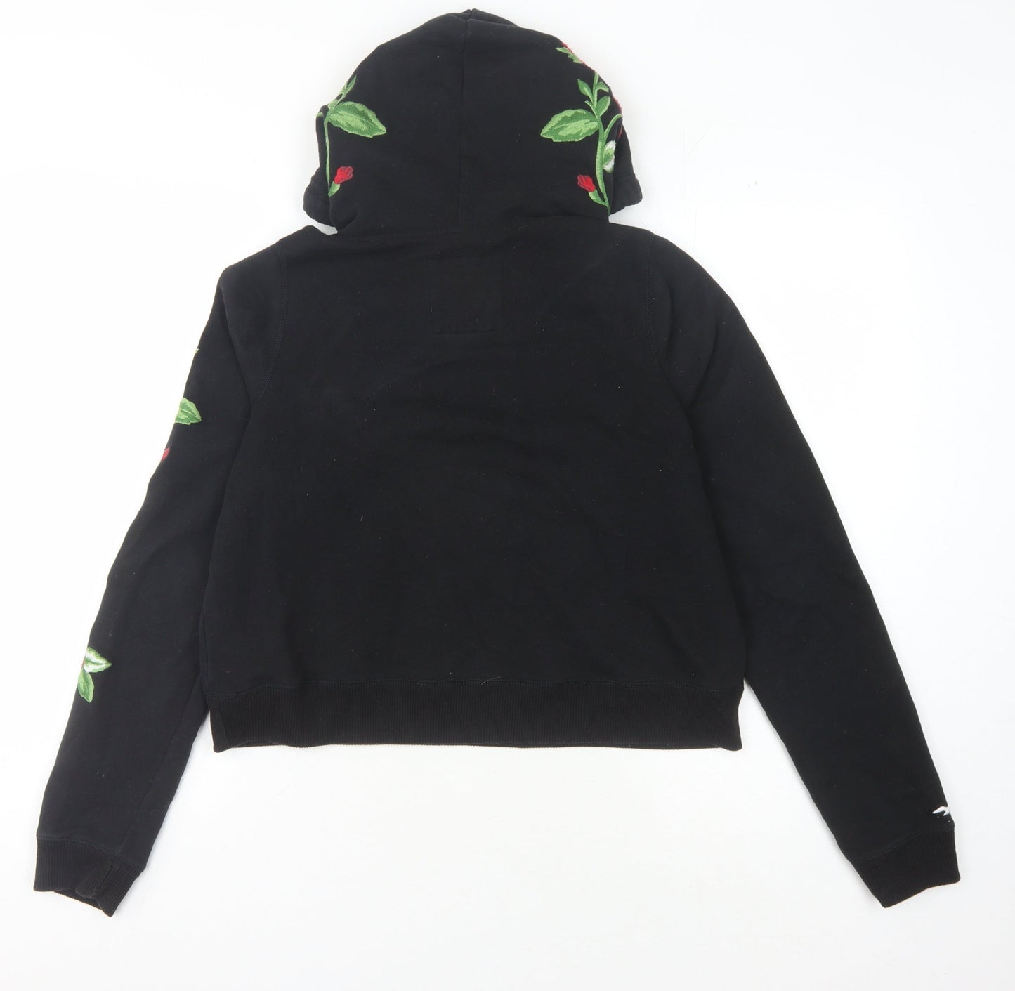 Hollister Women's Black Embroidered Hoodie Size S