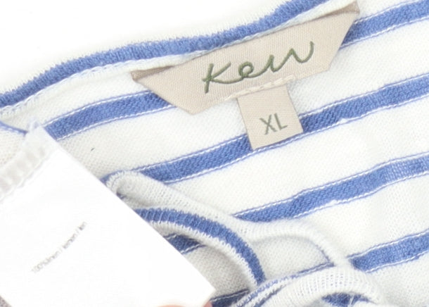Kew Women's Blue Striped T-Shirt XL Regular Fit