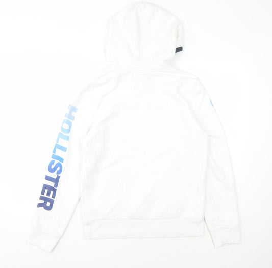 Hollister Mens XS White Pullover Hoodie with Logo