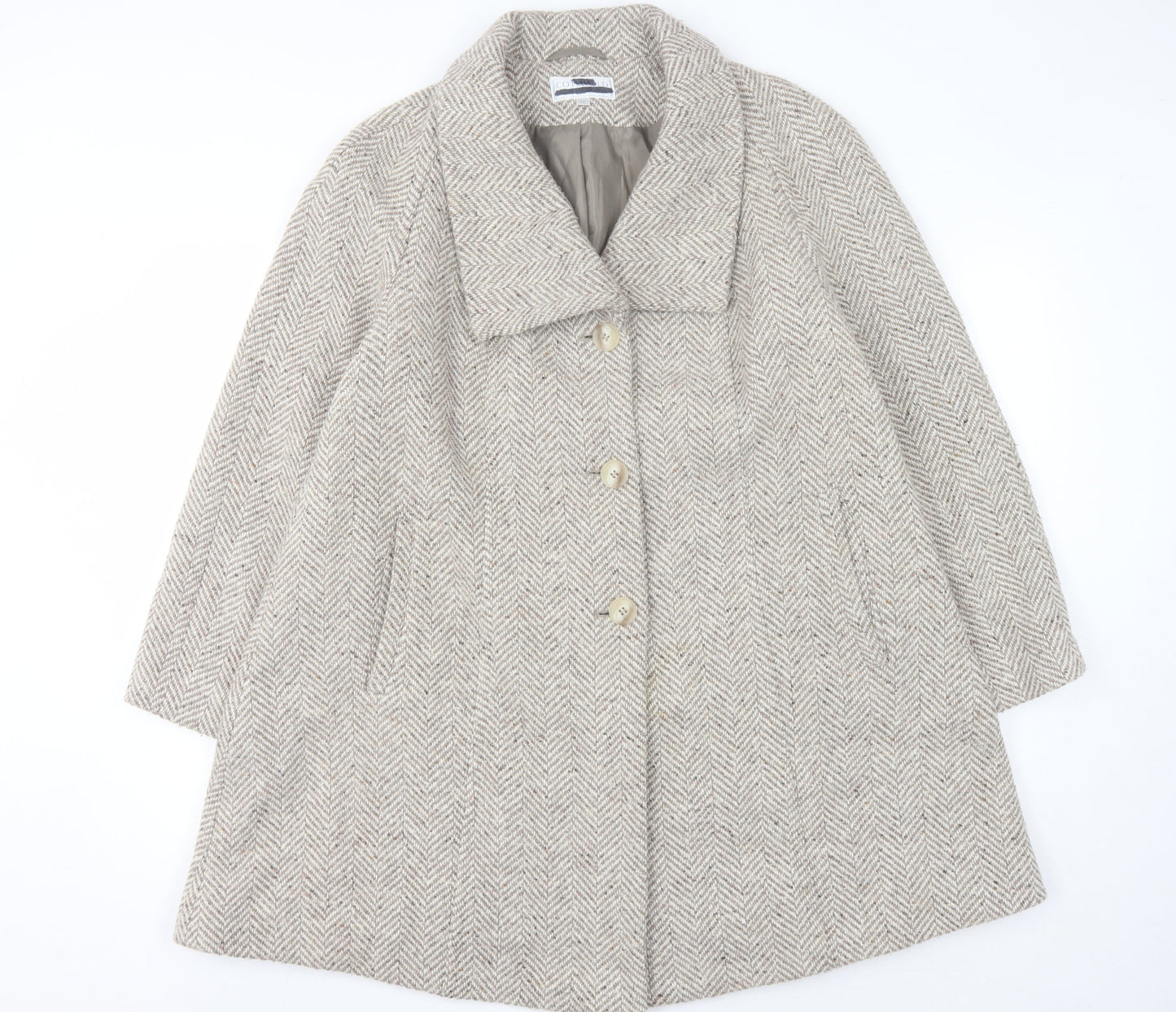 Cotswold Women's Beige Wool Tweed Overcoat Size 14