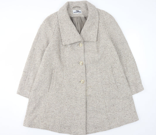 Cotswold Women's Beige Wool Tweed Overcoat Size 14
