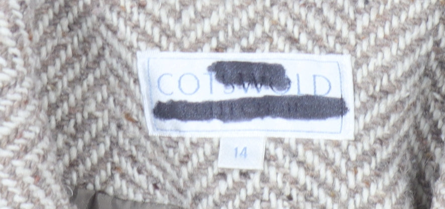 Cotswold Women's Beige Wool Tweed Overcoat Size 14