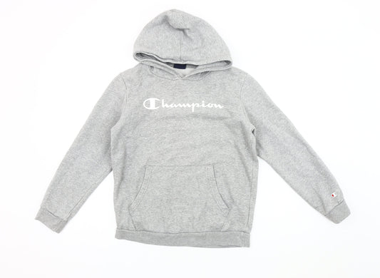 Additional front view of Champion boys’ grey pullover hoodie, age 14, cotton blend
