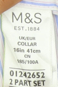 Marks and Spencer Men's Multicoloured Stripe Dress Shirt 16