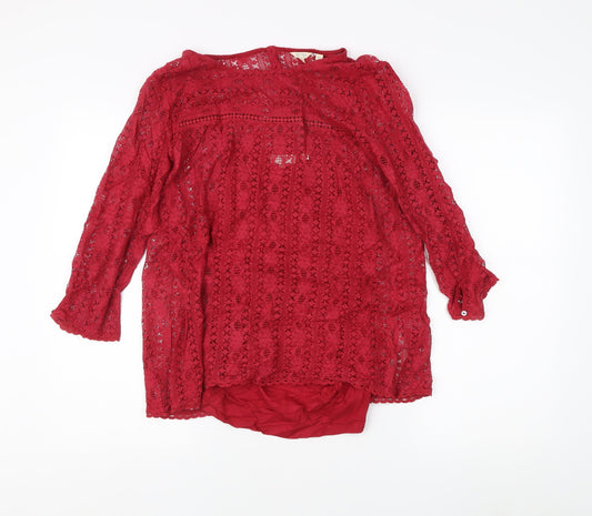FatFace Women's Red Lace Blouse, Size 12